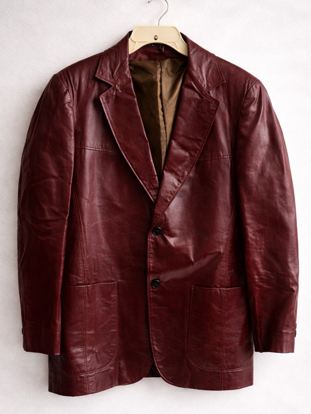 Vintage Sears Leather Shop Burgundy Leather Blazer Jacket Men’s 42R Classic